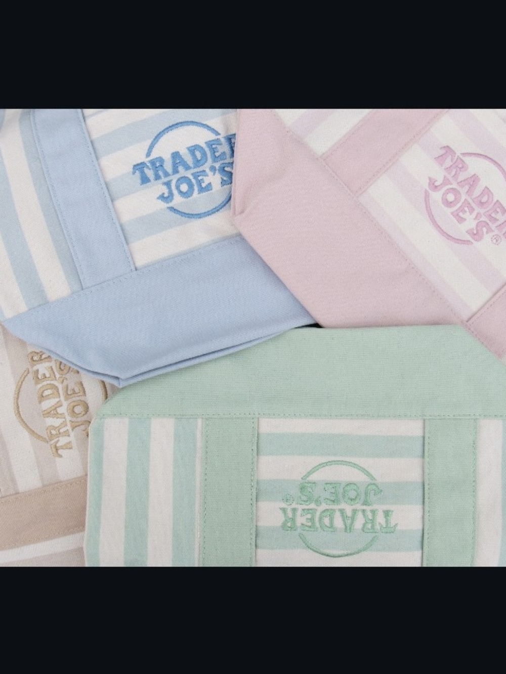 Pastel Stripe Reusable Tote Bag - Mint, Pink, Blue, Beige